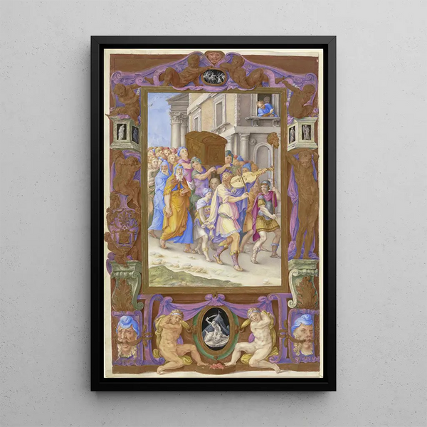 Giulio Clovio - King David Dancing before the Ark of the Covenant in a Decorative Frame.webp