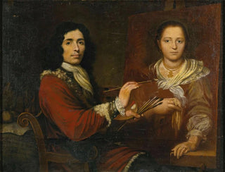 Giulio Quaglio I - Self Portrait Of The Artist Painting His Wife.webp