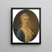 Portrait einer Dame in einem blauen Kleid und einem Spitzenkragen - Giuseppe Baldrighi — gerahmtes Bild an der Wand