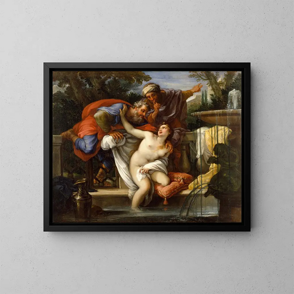 Suzanne und die alten Männer - Giuseppe Bartolomeo Chiari — gerahmtes Bild an der Wand