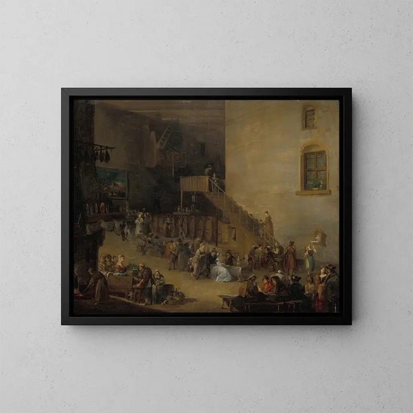 Ein Innenraum einer Taverne - Giuseppe Bernardino Bison — gerahmtes Bild an der Wand