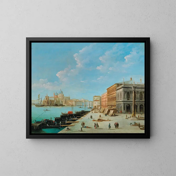 Le Molo vu depuis la Zecca avec la colonne de Saint Théodore à Venise - Giuseppe Bernardino Bison — gerahmtes Bild an der Wand