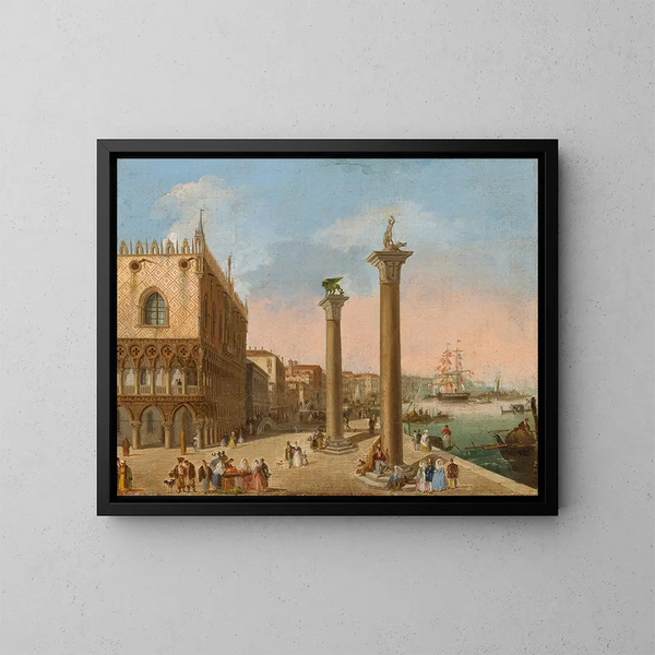 Der Môle zur Riva degli Schiavoni in Venedig - Giuseppe Bernardino Bison — gerahmtes Bild an der Wand