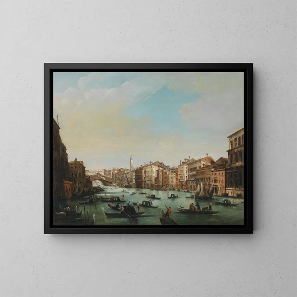 Venedig, der Große Kanal mit der Rialto-Brücke - Giuseppe Bernardino Bison — gerahmtes Bild an der Wand