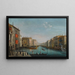 Venice painting, view of the Grand Canal from Palazzo Balbi towards the Rialto Bridge with a regatta - Giuseppe Bernardino Bison — framed artwork on a wall