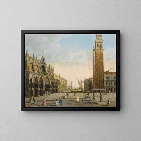 Ansicht des Markusplatzes mit der Piazzetta und San Giorgio Maggiore im Hintergrund - Giuseppe Bernardino Bison — gerahmtes Bild an der Wand