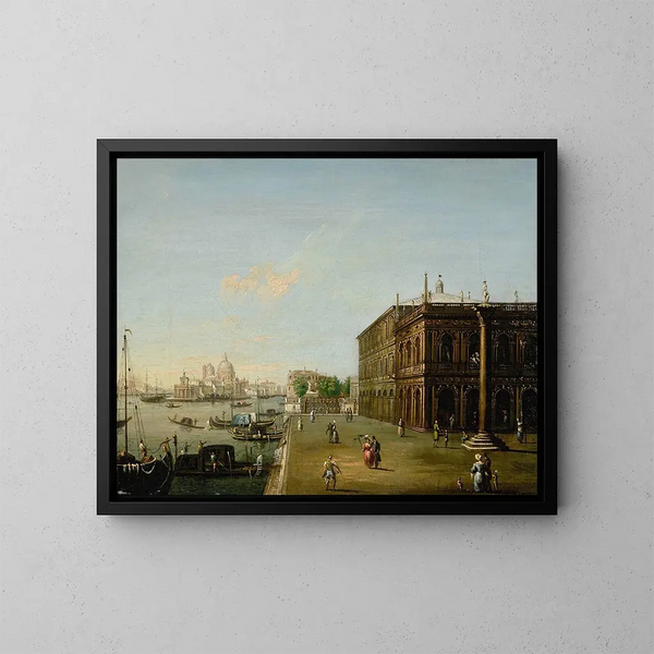 Venedig, Blick vom Molo mit der Libreria - Giuseppe Borsato — gerahmtes Bild an der Wand