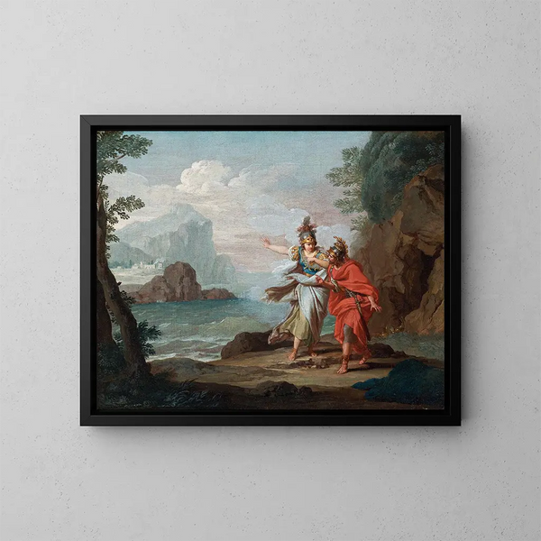 Athena erscheint bei Odysseus, um die Insel Ithaka zu offenbaren - Giuseppe Bottani — gerahmtes Bild an der Wand