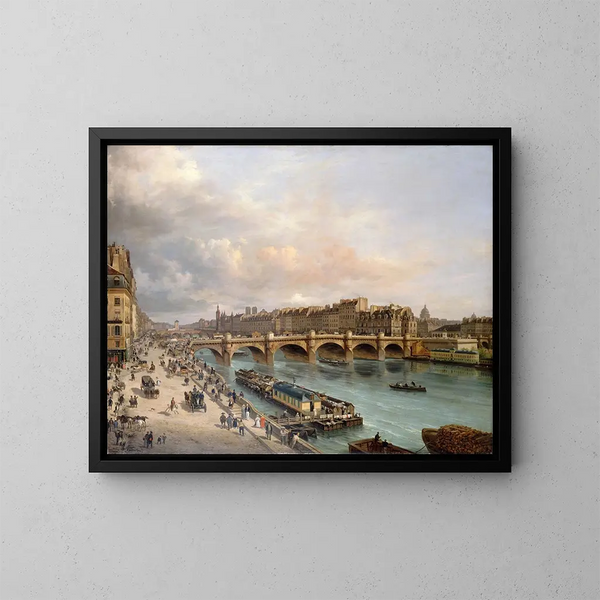 La Cité e il Ponte Neuf visti dal quai del Louvre - Giuseppe Canella — quadro incorniciato alla parete