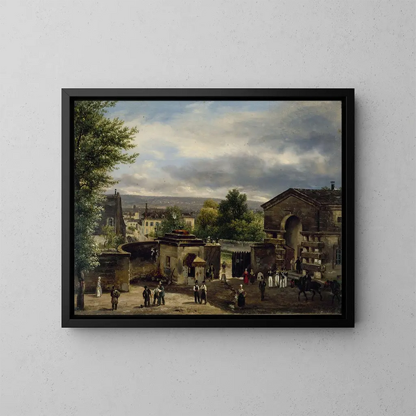 La barriera della rue Royale a Montmartre - Giuseppe Canella — quadro incorniciato alla parete
