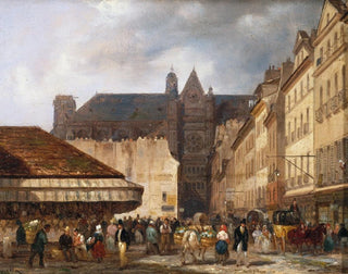 Giuseppe Canella - La rue des Prouvaires et lglise SaintEustache.webp