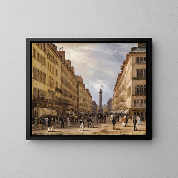 Parigi, rue de la Paix, la place Vendôme, sfondo - Giuseppe Canella — quadro incorniciato alla parete