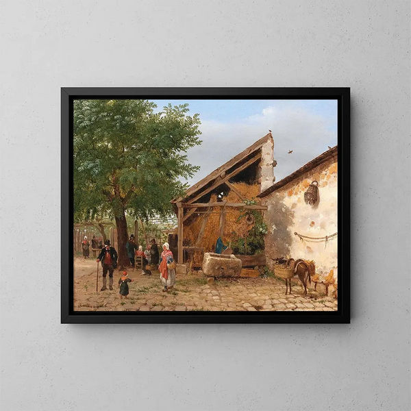 Scène de la vie folklorique italienne - Giuseppe Canella — quadro incorniciato alla parete
