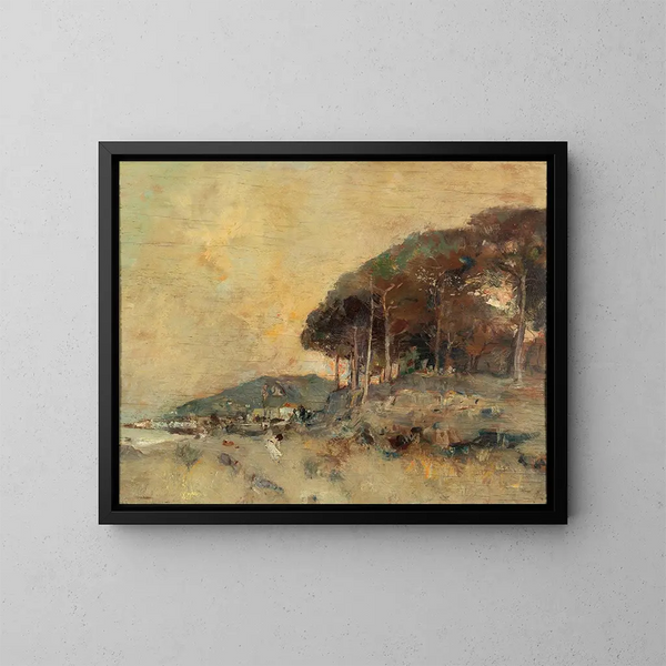Costa mediterranea al tramonto - Giuseppe Casciaro — quadro incorniciato alla parete