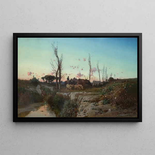 Giuseppe Laezza - A pastoral landscape in the Roman campagna.webp