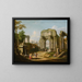 Caprice architettonico con rovine antiche, uno sfinge e figure vicino a una fontana - Giuseppe Zocchi — quadro incorniciato alla parete
