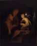 Junger Mann und Frau, die eine Venus-Statue im Licht einer Lampe studieren - Godfried Schalcken — Ansicht des Kunstwerks