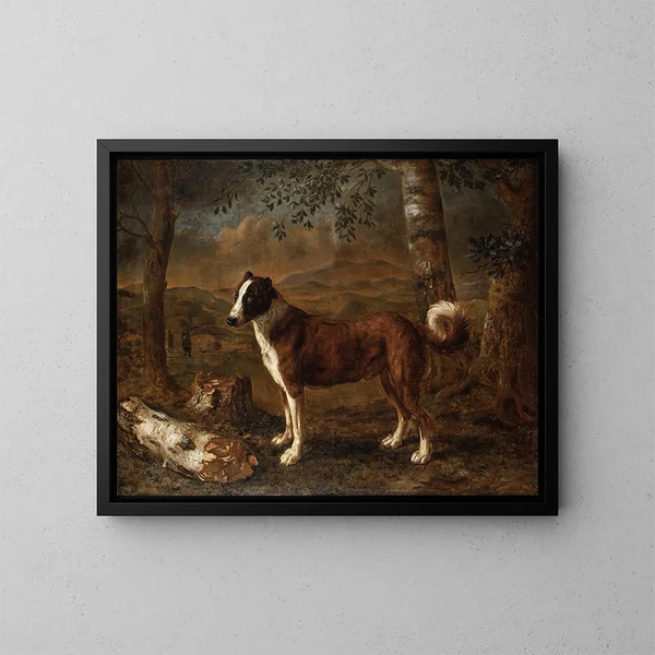 Hund und Birkenstamm - Govert Dircksz Camphuysen — gerahmtes Bild an der Wand