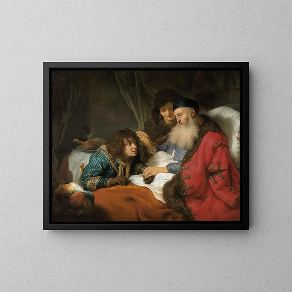 Die Segnung Jakobs durch Isaak - Govert Flinck — gerahmtes Bild an der Wand
