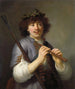 Rembrandt in pastore con un bastone e una flauto - Govert Flinck — vista dell’opera