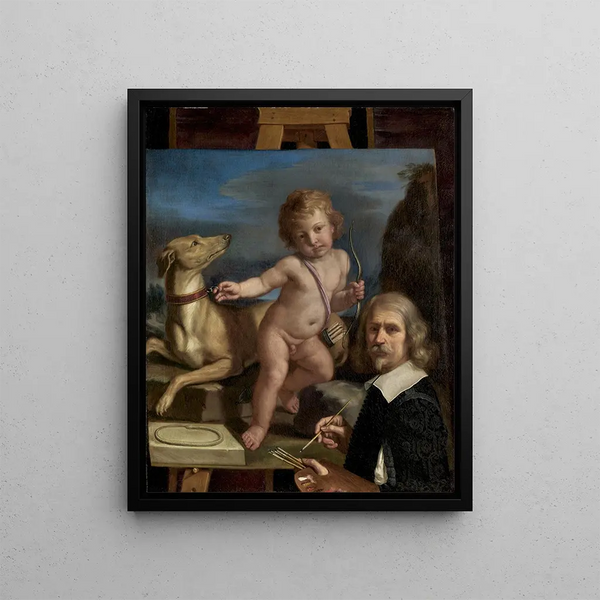 Guercino - SelfPortrait before a Painting of Amor Fedele.webp
