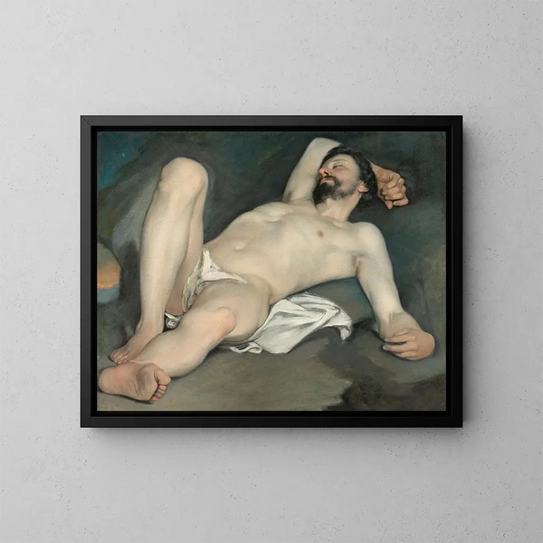 Nacktes männliches liegendes - Guido Cagnacci — gerahmtes Bild an der Wand