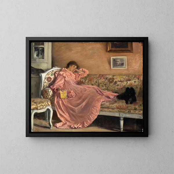 Carola sitzend auf dem Sofa - Gustaf Cederström — gerahmtes Bild an der Wand