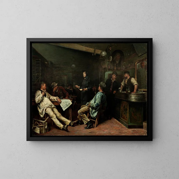 L'Armée du Salut, Mademoiselle Booth besucht eine Taverne in Paris - Gustaf Cederström — gerahmtes Bild an der Wand