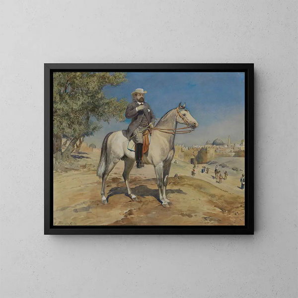 Ein Ritter in der Nähe einer Tür von Jerusalem - Gustav Bauernfeind — gerahmtes Bild an der Wand
