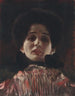 Dame im Gesicht mit plissiertem Kleid - Gustav Klimt — Ansicht des Kunstwerks