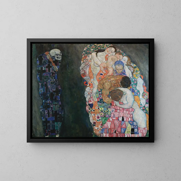 La Mort et la Vie - Gustav Klimt — gerahmtes Bild an der Wand