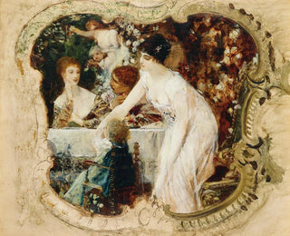 Gustav Klimt - Table delights Study for the city theatre in Karlsbad.webp