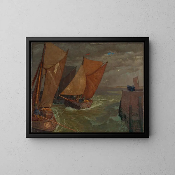 Eingang des Hafens von Vlissingen - Gustav Schönleber — gerahmtes Bild an der Wand