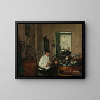 Gustav Wentzel - Breakfast I The Artists Mother and Brother.webp