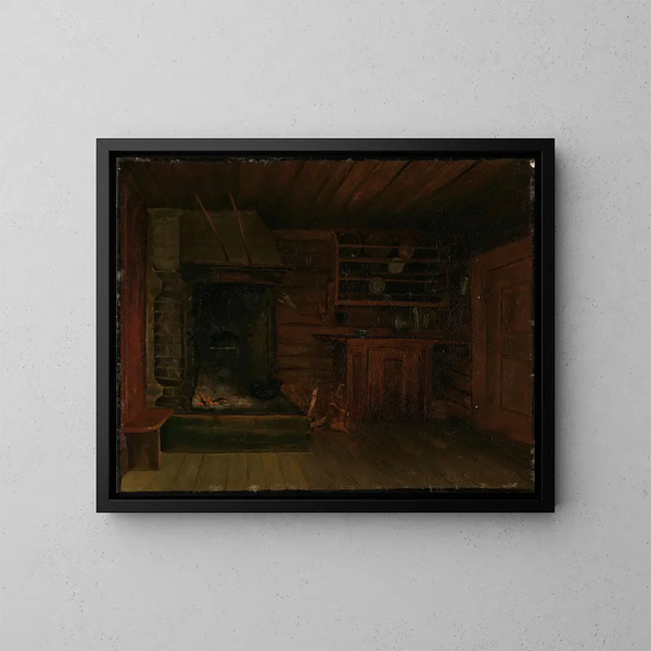 Küche mit Kamin - Gustav Wentzel — gerahmtes Bild an der Wand