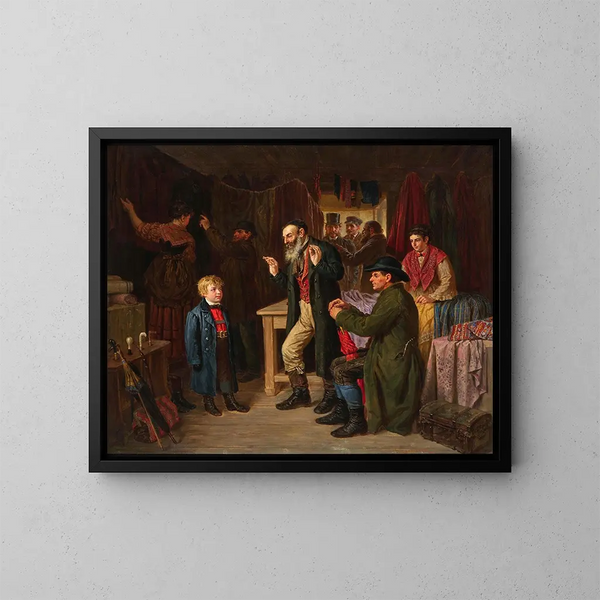 L'essayage du manteau - Gustav Zafaurek — gerahmtes Bild an der Wand