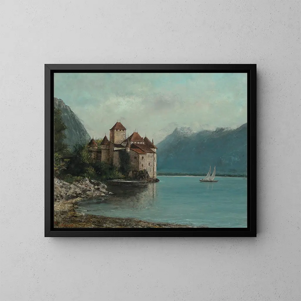 Il Castello di Chillon, lago di Ginevra - Gustave Courbet — quadro incorniciato alla parete