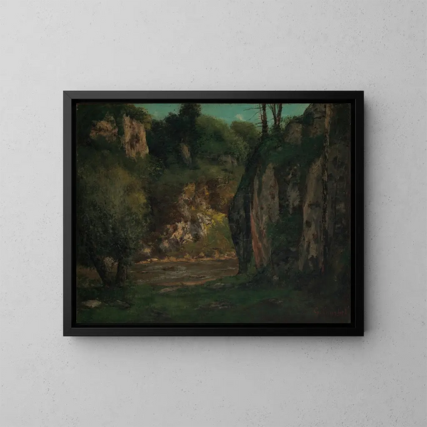 Der versteckte Bach - Gustave Courbet — gerahmtes Bild an der Wand