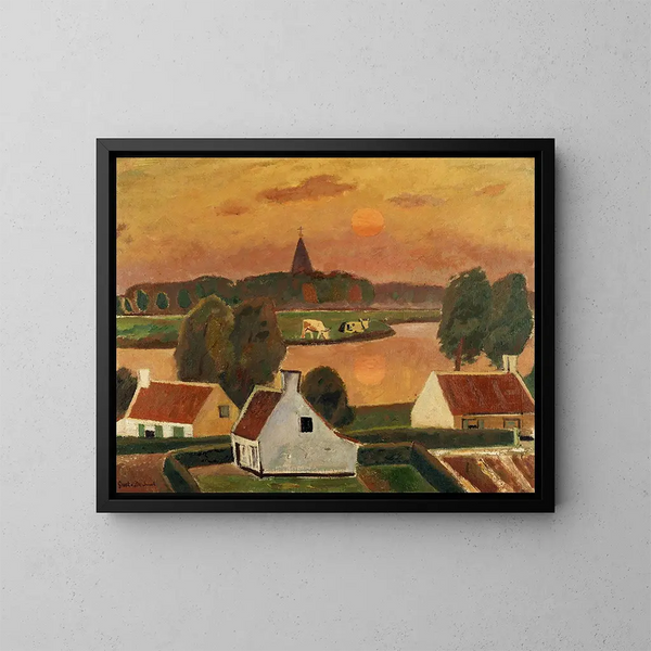 Vista del villaggio - Gustave De Smet — quadro incorniciato alla parete