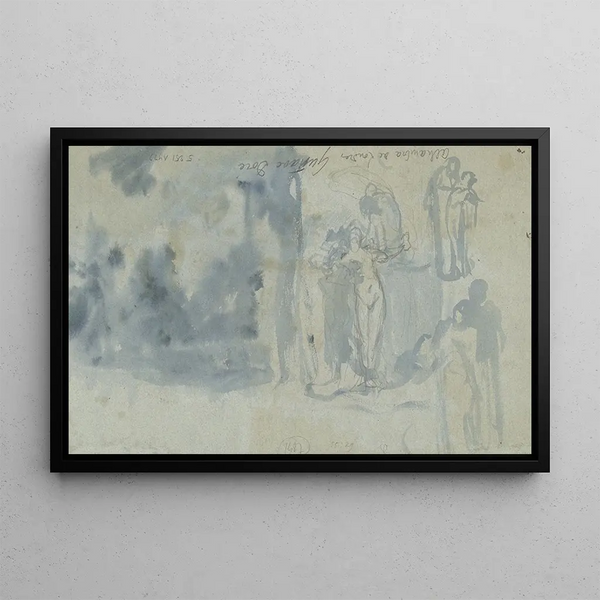 Gustave Dor - Sketches of people including a female nude.webp
