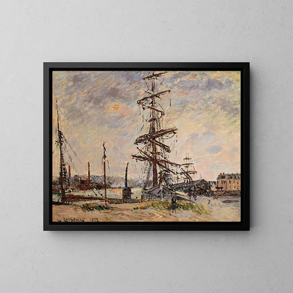 Bateaux au quai au Havre - Gustave Loiseau — gerahmtes Bild an der Wand