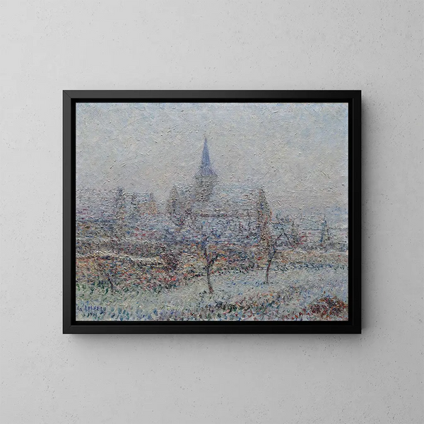 L'Église de Bennecourt, effet de neige - Gustave Loiseau — gerahmtes Bild an der Wand