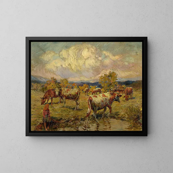 Mucche al pascolo - Gustav Mahler — quadro incorniciato alla parete