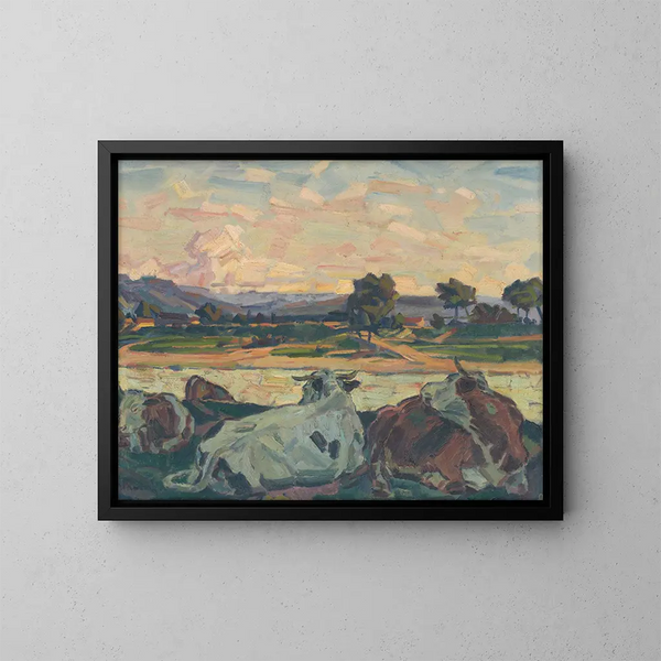 Vaches sur une berge - Gustav Mahler — quadro incorniciato alla parete