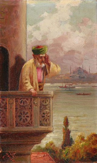 Halid Naci - Prayer In Cihangir With The Hagia Sofia In The Distance.webp
