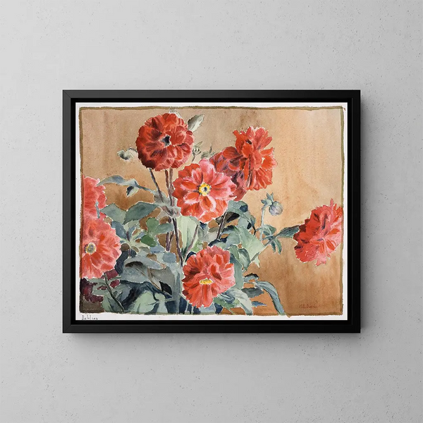 Dahlias - Hannah Borger Overbeck — gerahmtes Bild an der Wand