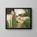 Sommertag in einer Dorfsstraße mit Sonnenblumen und roten Stockrosen - Hans Andersen Brendekilde — gerahmtes Bild an der Wand