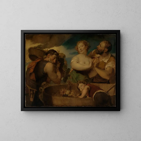 Die Weinlese - Hans Canon — gerahmtes Bild an der Wand