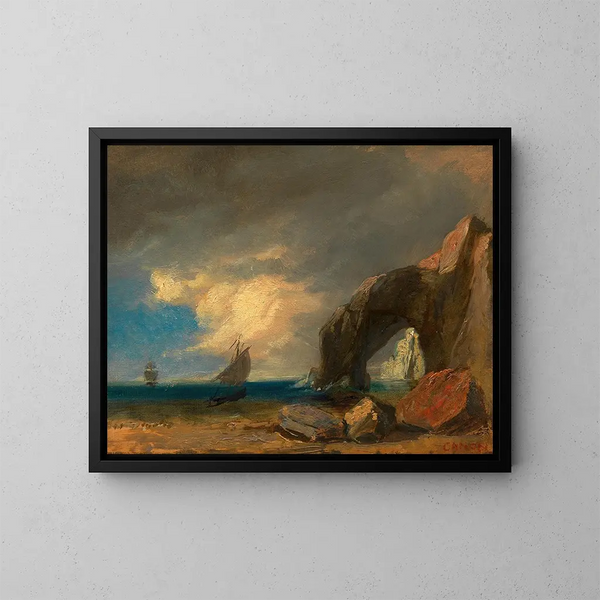 Studie des Meeres mit Fischerkähnen - Hans Canon — gerahmtes Bild an der Wand