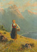 Young girl near a fjord - Hans Dahl — artwork view